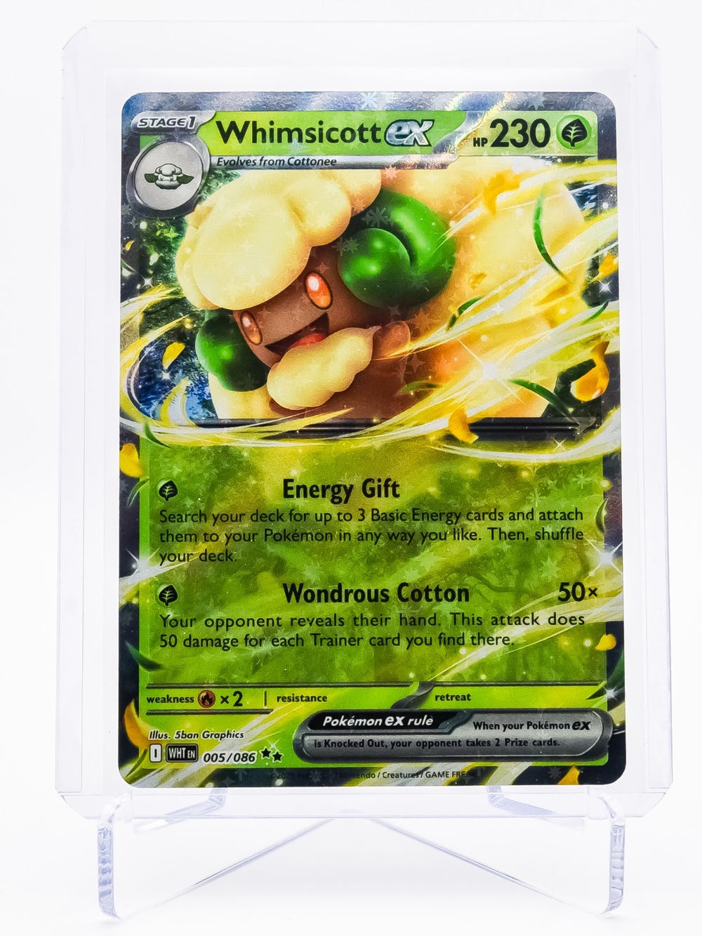 Pokemon Card Whimsicott 005/086 EX Double Rare Holo White Flare NM